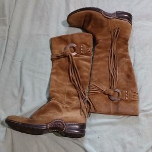 Sofft Fringe Suede Knee-High‎ Boots - Brown Sz10
